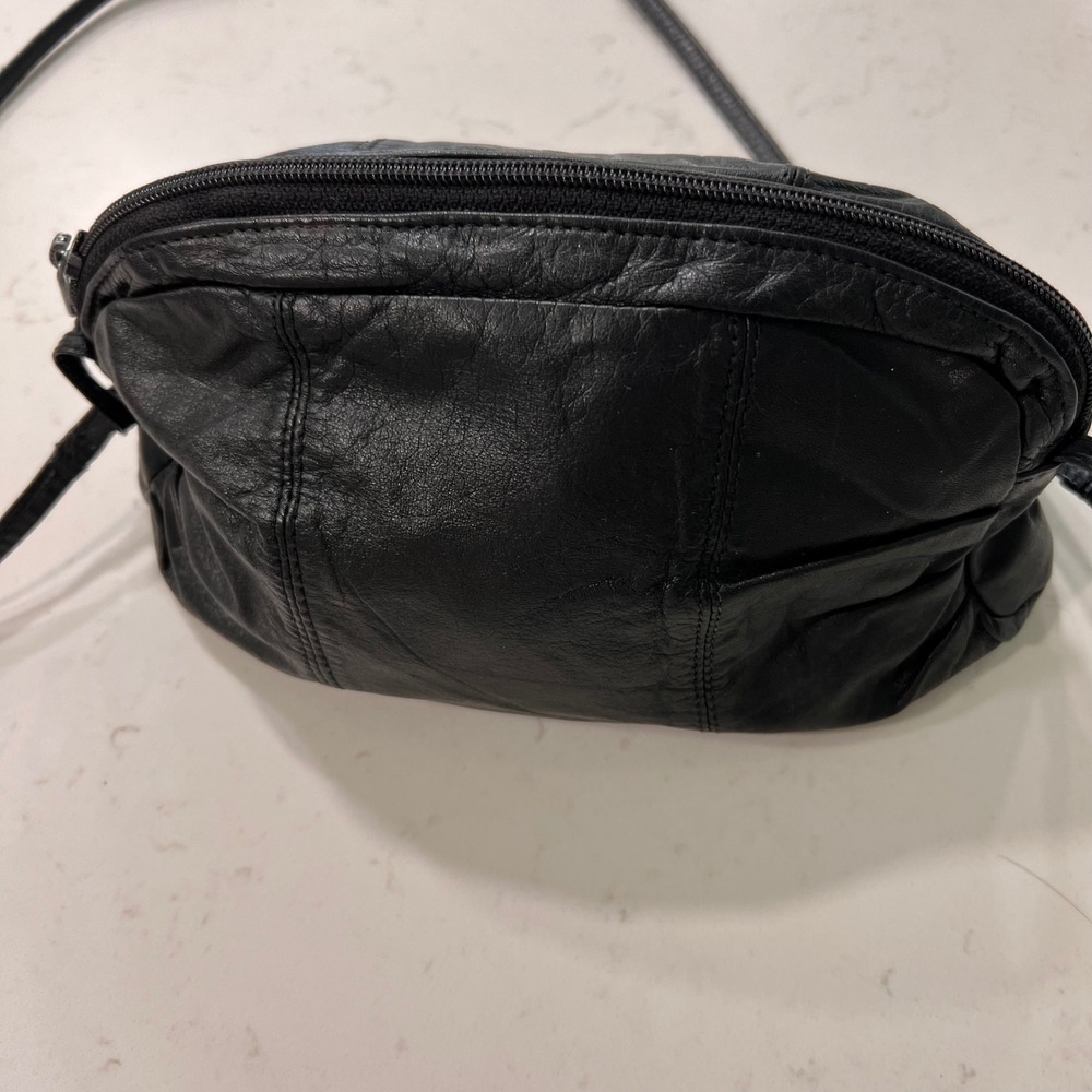 Y2K Wilsons Leather Black Crossbody Bag Vintage Slouchy Genuine Leather Pouch - Picture 4 of 9